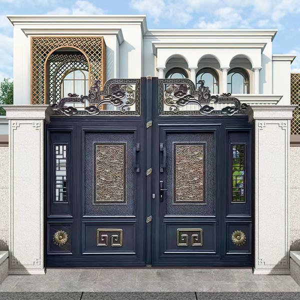 Aluminum Privacy Driveway Gates External Sliding Doors For Chinese Square Powder Coated