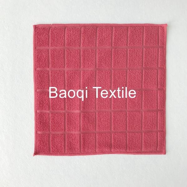 Red color size 16”100% poly microfiber cleaning cloth， tea towels dry water kitchen dish towels with white mesh