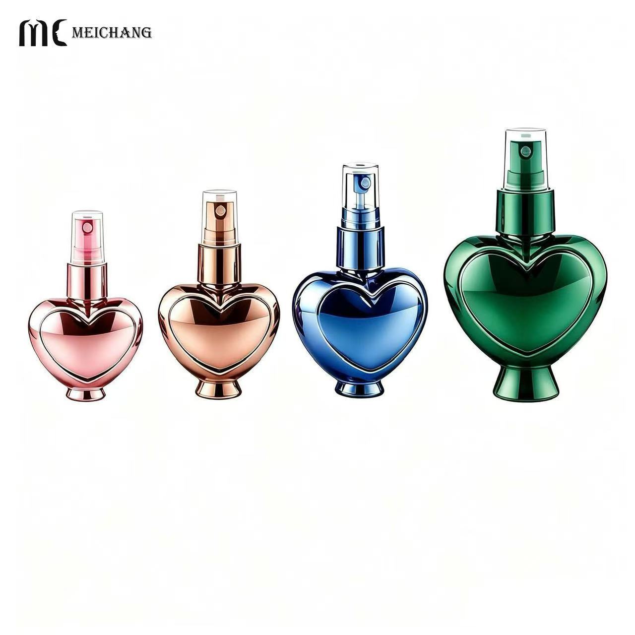 25ml, 50ml, 80ml and 120ml Heart-Shaped Electroplated PET Fine Mist Spray Bottle (MC-449)