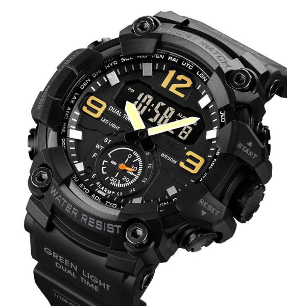 1965 Double Movt Watch Outdoor Best Mens Digital Sports Watches Waterproof Men's Watch