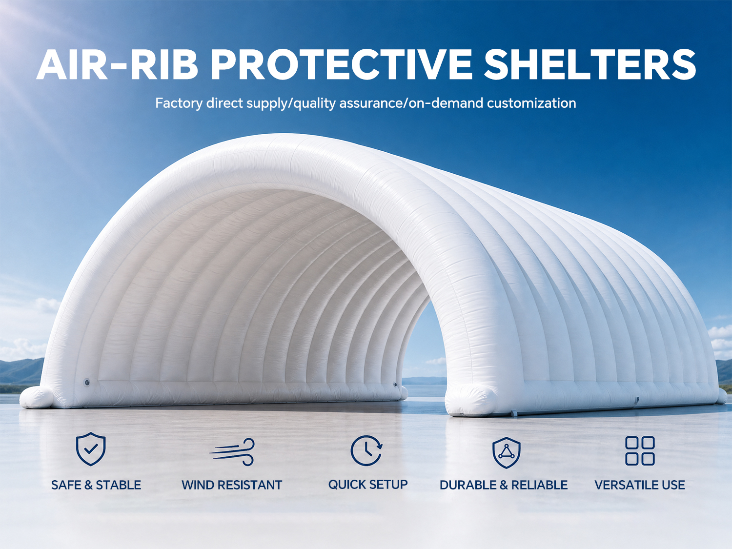 Giant Inflatable Aircraft Hangar Sealed Air Rib Portable Hangar Tent for Airplane Storage Maintenance and Aviation Projects