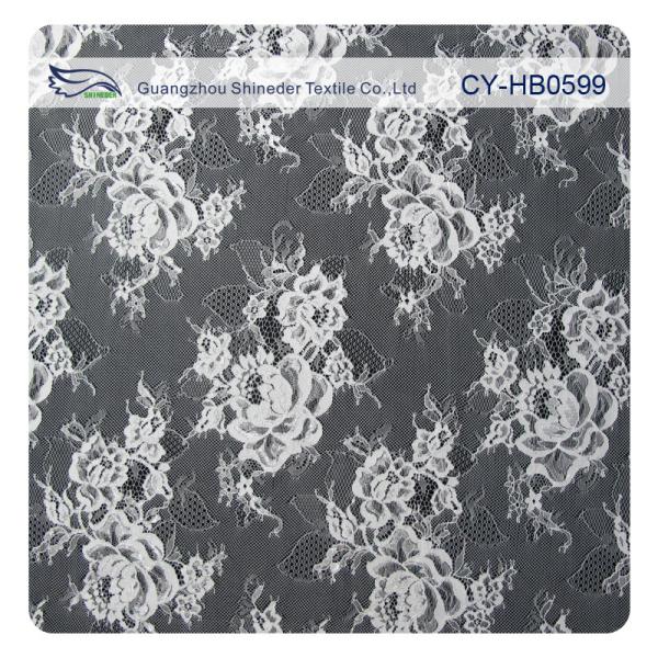 Custom Elastic Bridal Eyelash Lace Trim , White Bridal Lace Fabric