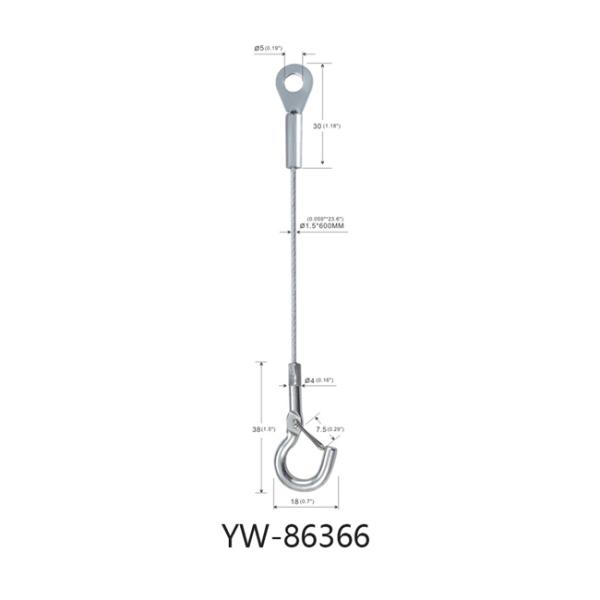 Гальванизированная веревочка стального провода с проштемпелеванным концом отверстии и концом YW86366 крюка