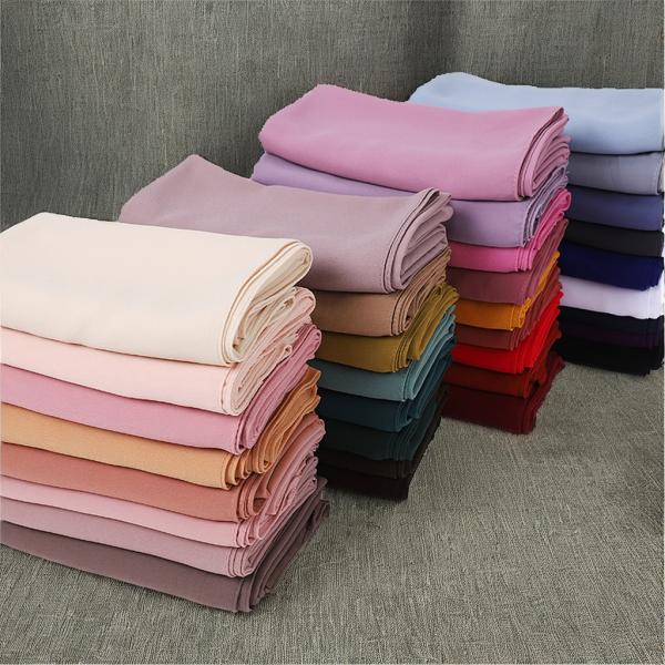 Wholesale Large 180x70 cm Style Plain Style Women Scarf Pearl Chiffon Hijab Shawl