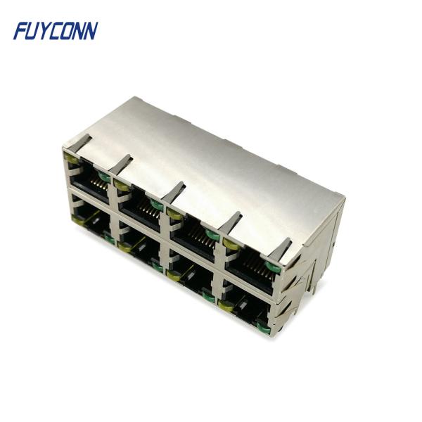 PWB RJ45 Jack Connector de Pin Female dos portos 64 do bronze de fósforo 2x4 8