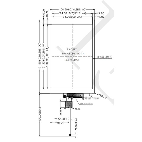 7 дюймовый 800*1280 LVDS TFT LCD с CTP, PCAP Touch Screen 7 дюймовый IPS