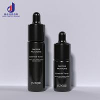 Customized logo Luxury Plastic Skincare Packaging 30ml 60ml 1oz Frosted Flat Face Serum Essential Oil Dropper Black Bottle