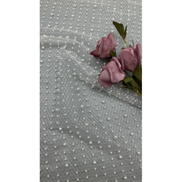 Viscose Cotton Leafy Lace Beaded Embroidery Fabric for Home Textile