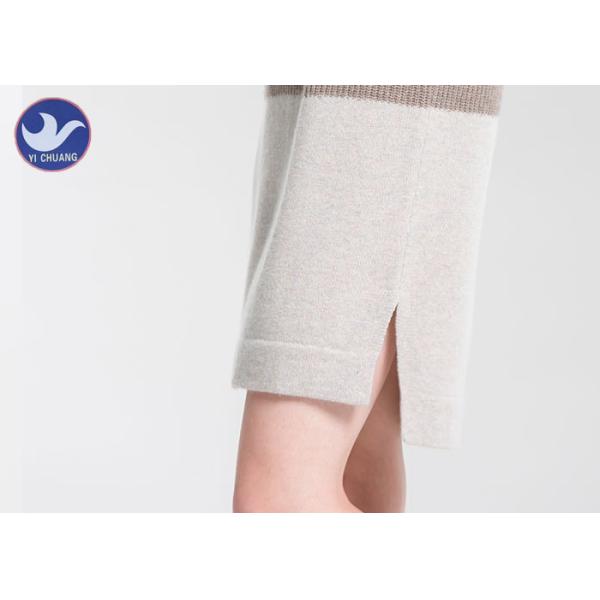 Mock Neck Sleeveless Womens Knitted Dresses Loose fitting Contrast Color
