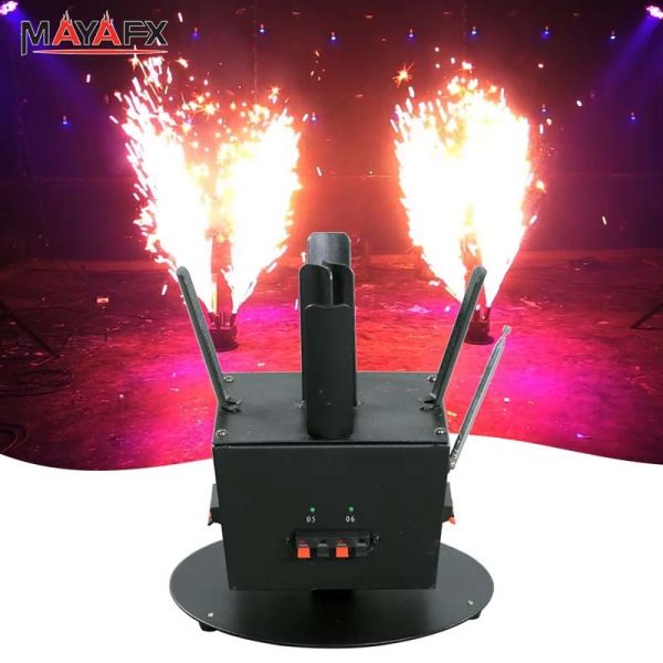 Rotating Fireworks Console with 6-Cold-Firework Capacity, 360-Degree Rotation, and Wireless Remote Control for Professional Pyrotechnics