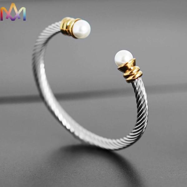 Twisted Cable Inspired Stainless Steel Cuff Bracelets 16g