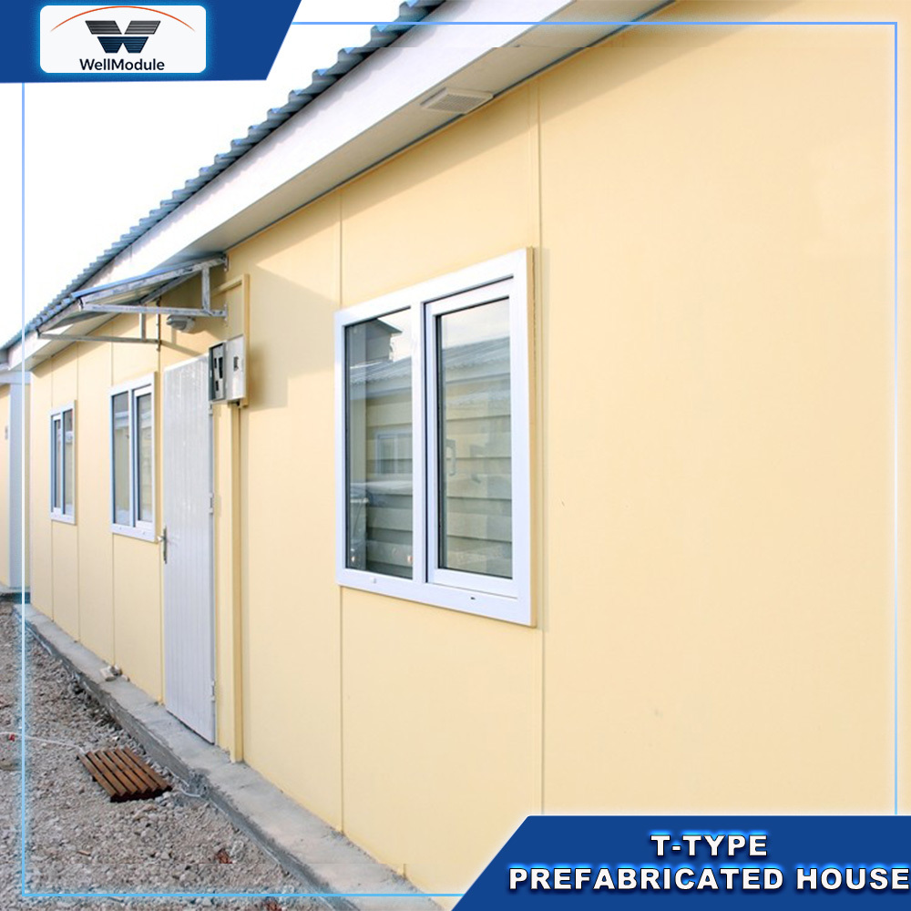 Durable T Type Temporary Prefabricated House with Light Steel Frame for Worker Dormitory, Office and Emergency Accommodation