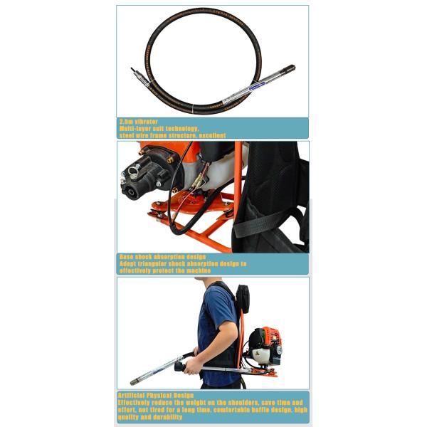 Flexible Shaft Length of 2.5m/3m Backpack Gasoline Concrete Vibrator Machine for Construction Works and Vibration Work