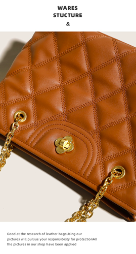 Chain Bag High-Capacity Leather High-End Style Diamond Bag Shoulder Messenger Bag Female Bag