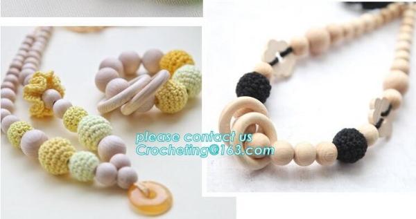 Teething necklace Baby Shower Girl, Baby Flower Bracelet, Mommy Charm Bracelet, Wooden Toddler Toy