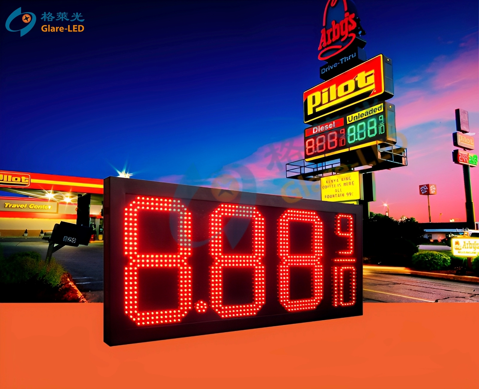Electronic Gas Price Sign, Digital Gas Price Sign, LED Gas Station Sign, Gas Station LED Sign