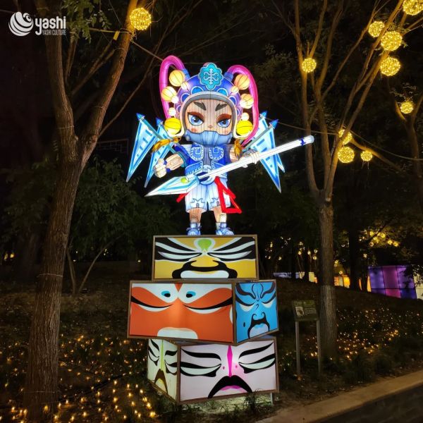Chinese Traditional Festival Outdoor Decor LED Lantern, Opera Character Design, Peking Opera Lantern
