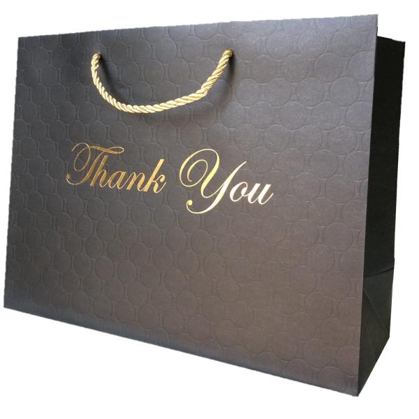 Large Luxury Custom Black Shopping Paper Bags For Gift Packaging Jewelry Clothes Boutique