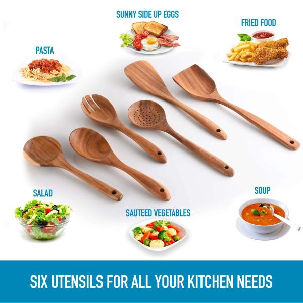 Непримечательное деревянное бамбуковое кухонное изделие 6 штук