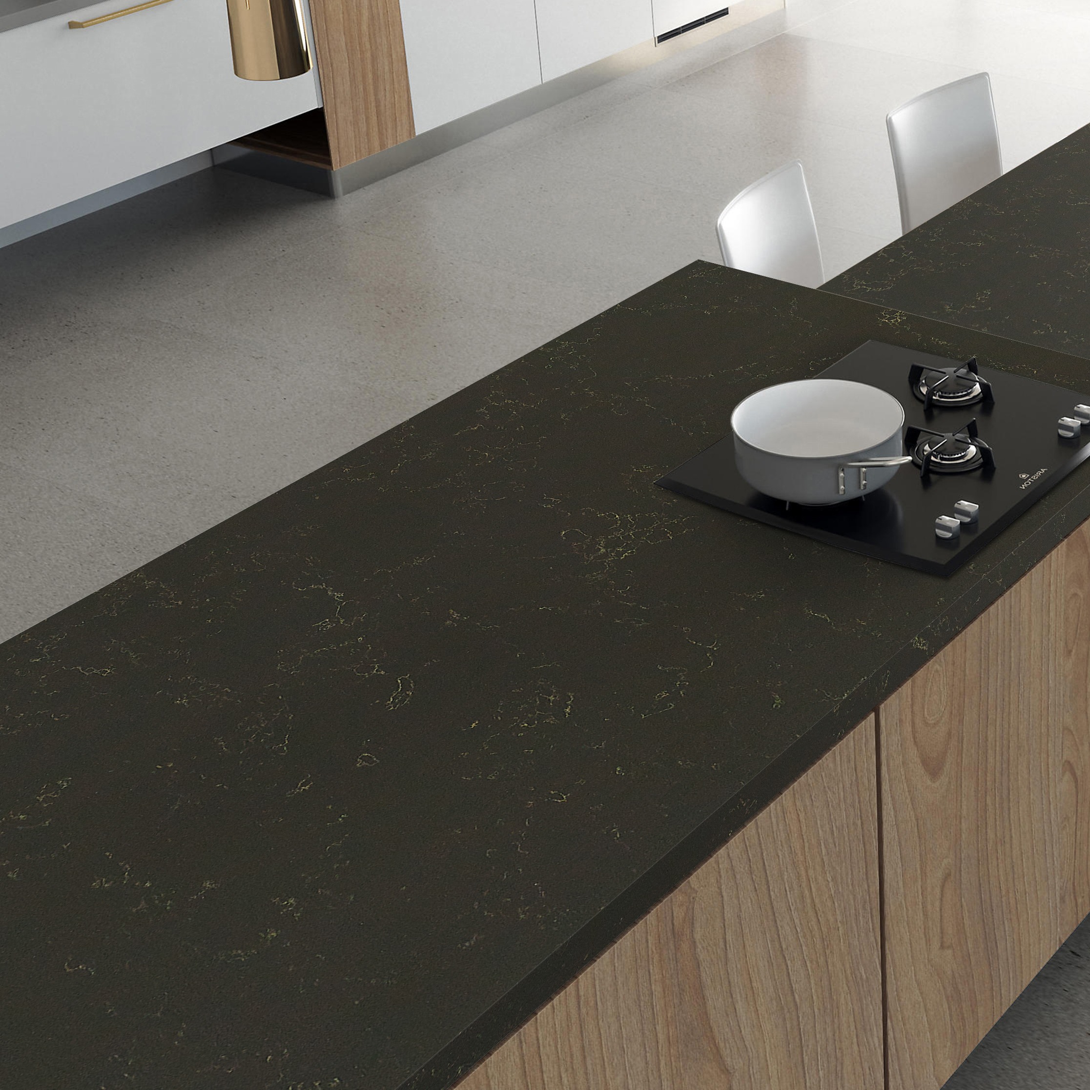 Цвет черноты камня кварца Countertop кухни твердый поверхностный искусственный