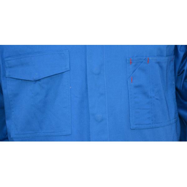 65% Polyester 35% Cotton Twill Mens Work Coveralls Mid Blue Raglan Sleeve