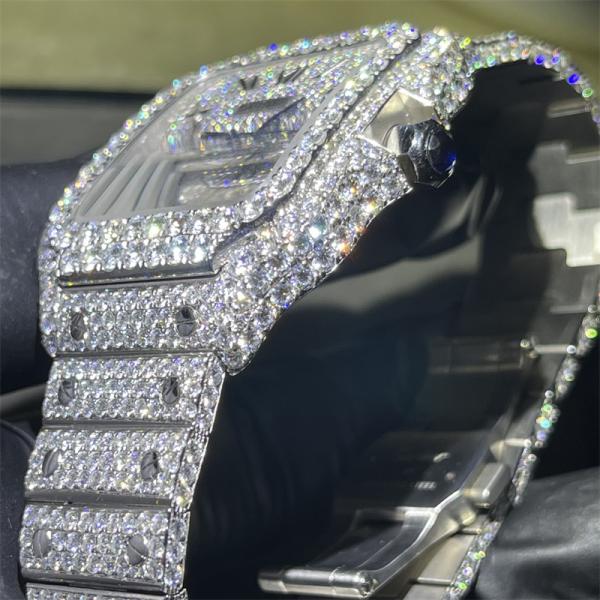 Moissanite luxuoso Diamond Watch VVS Moissanite congelou para fora do busto de Moissanite para baixo