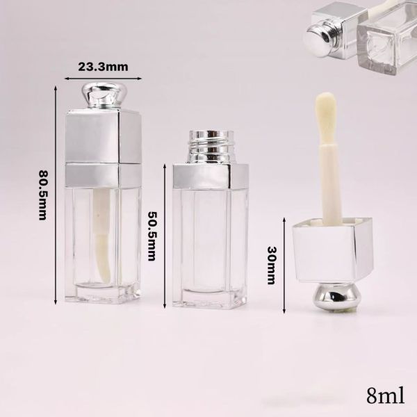 Empty Lip Gloss Tube Square Acrylic Tube Luxury Lip Gloss Packaging Private Label Cosmetics Packaging