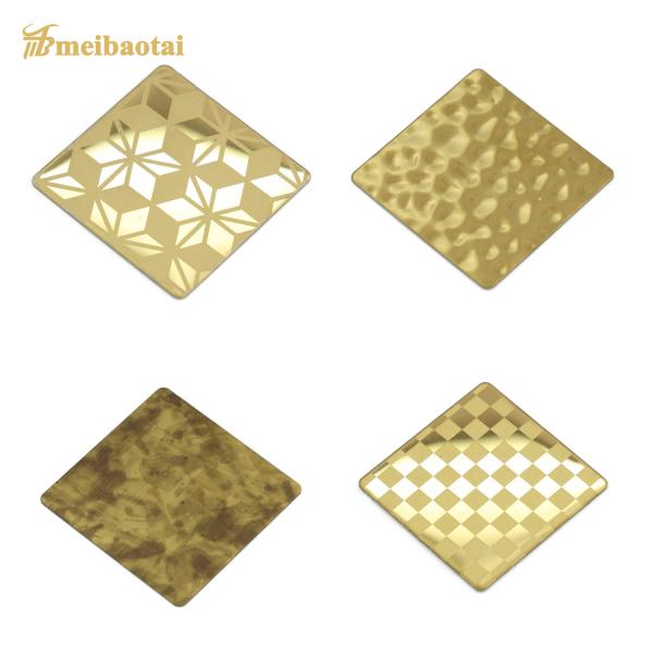 Pvd Golden Polish Etched Stainless Steel Sheet With Novancel Film