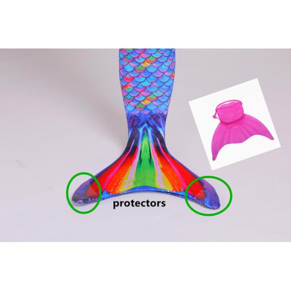 Rainbow Mermaid Swim Tails For Toddlers Ruffles Princess Designed Bikini Top