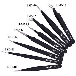 Stainless Steel ESD Safe Tweezers For Cleanroom High Precision