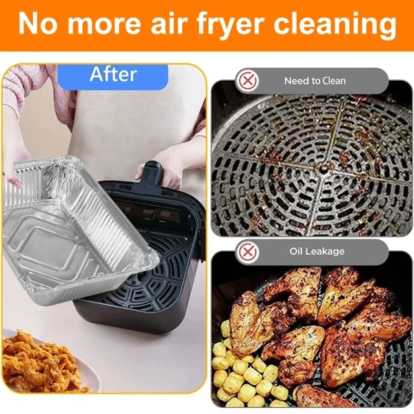 50/100Pcs Aluminum Foil Trays for Double Basket Air Fryers Food Grade Baking Pans