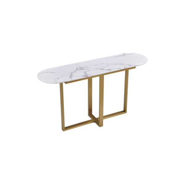T961-1 Irregular luxury console table modern console table Gold Frame Oval Marble Console Table