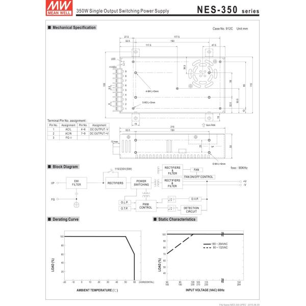 348 Вт 12 вольт Led источник питания Одно выходное переключение NES-350-12