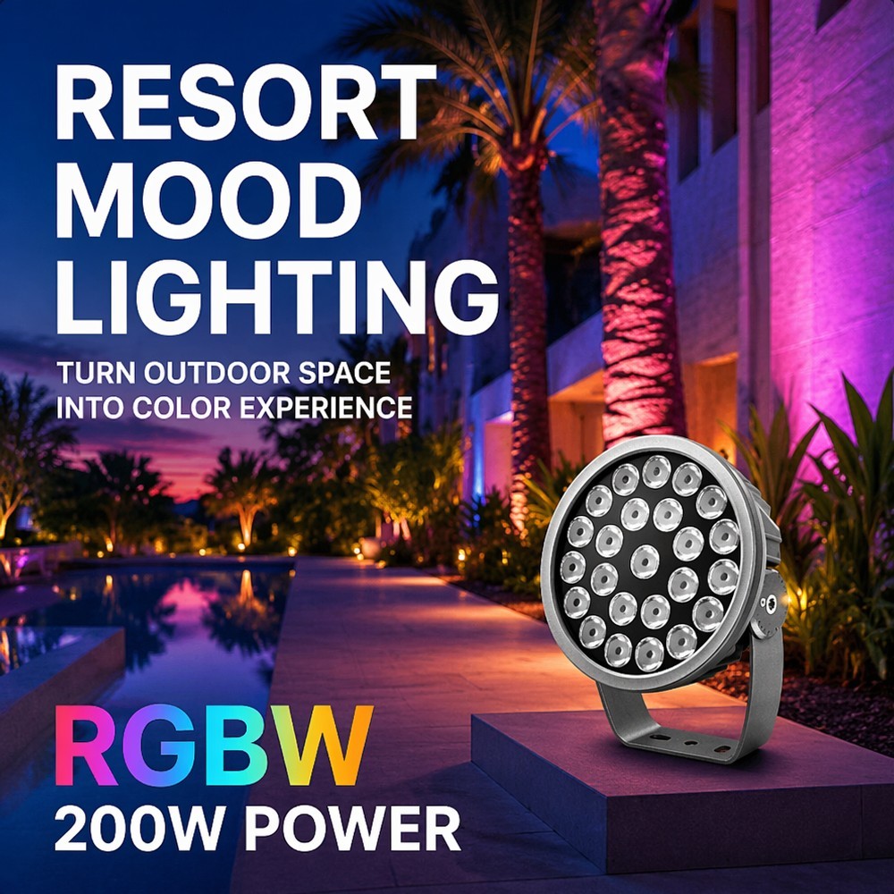 DMX512 RGBW Outdoor LED Flood Light IP65 Waterproof Adjustable Spotlight for Landscape & Facade Lighting