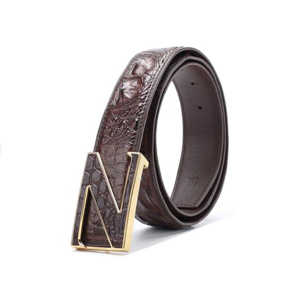Custom logo fashion casual belt alloy automatic buckle crocodile men's belts