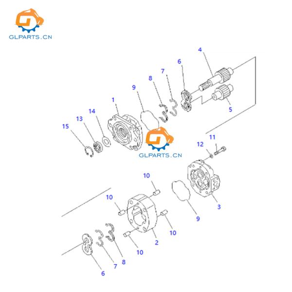 705-12-38010 pompe à engrenages hydraulique WA500-3 pour chargeurs à roues Komatsu