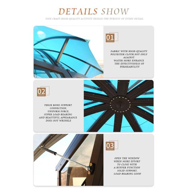 Hot sale outdoor garden alu aluminium pc polycarbonate gazebo pavilion sunroom sunhouse cabin shed tent dome kits