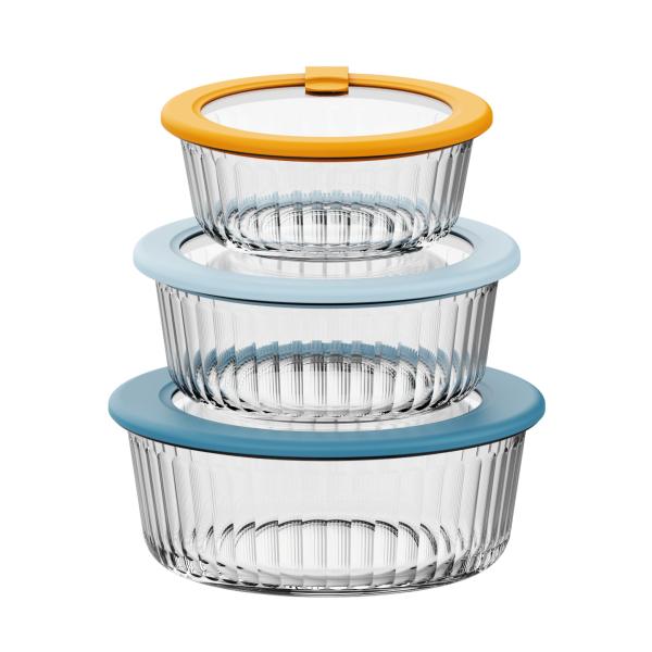 Glass Containers With Silicone Vented Glass Lid
