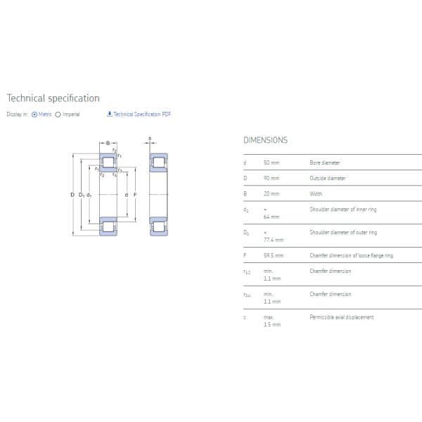 NJ210ECP Cylindrical roller bearings, single row