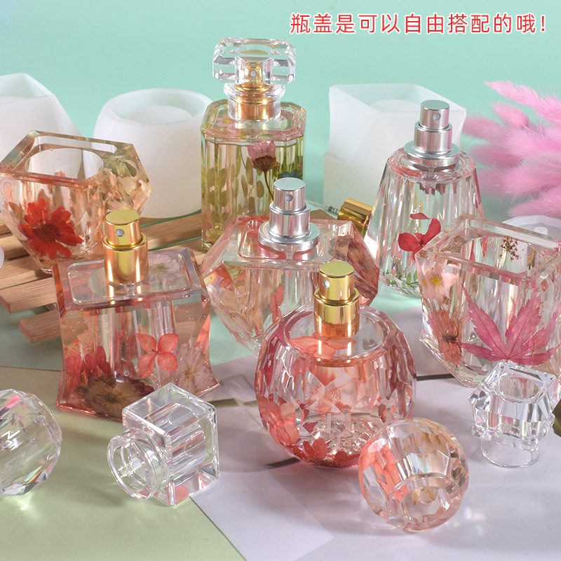 Diy Crystal Glue Drop Small Perfume Bottle Mold Cut Diamond Perfume Spray Bottle Storage Silicone Mold