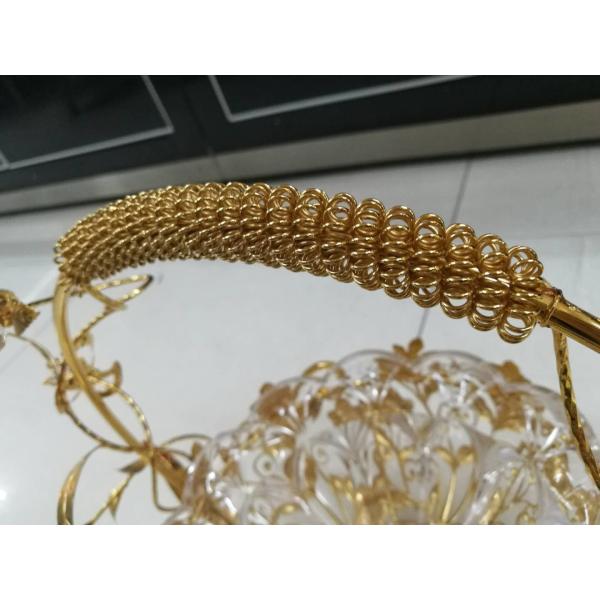 Cesta de fruta del cristal de los equipos del servicio de habitación del buffet del alto grado con el proceso de electrochapado de la aleación del cinc para