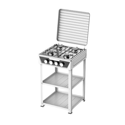 黒ステンレス鋼4バーナーガスコンロ 火力調整 簡単清掃 ポータブル