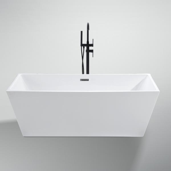 Center Drain Location Luxury Straight Acrylic Freestanding Bathtub with Hand Control