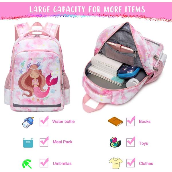 Girls Backpack Mermaid Backpack Three Piece Set Lightweight Primary School Backpack For Teenagers