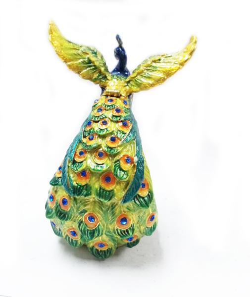 Decorative Gift Colorful Peacock Jewelry Box  Metal Peacock Jewelry Box For Sale