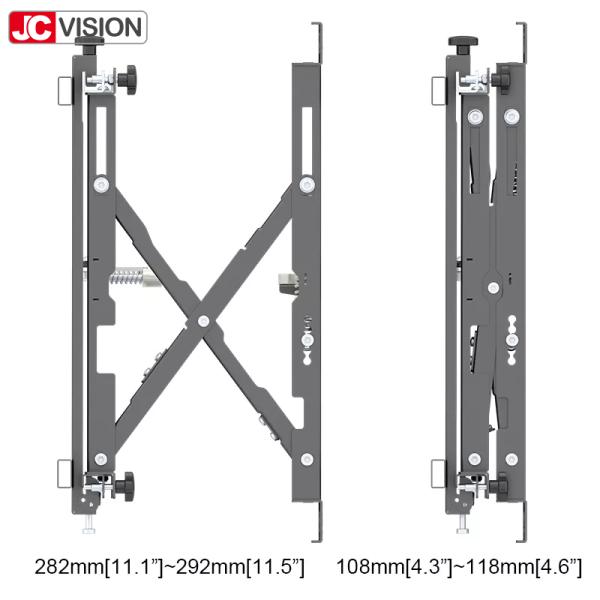 O serviço completo elimina o suporte da montagem da parede da tevê laminou o preto de aço do pó