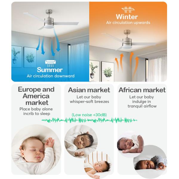 Modern Design Ventilador de teto de alto fluxo de ar com lâminas de 10 e MDF em cores OEM