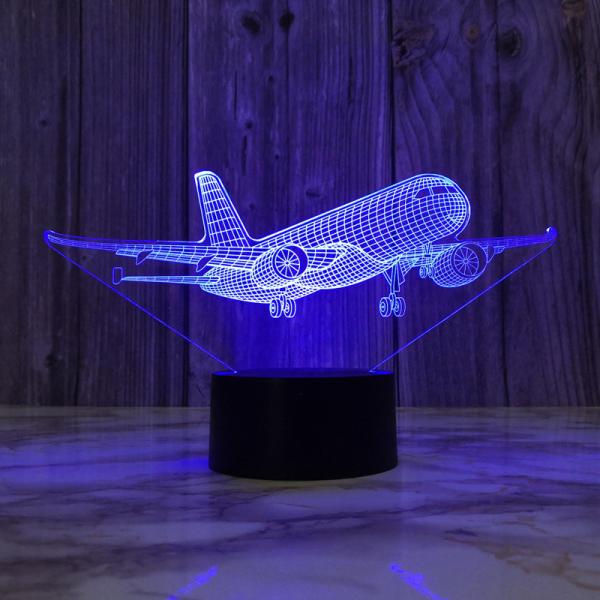 Usb Smooth Plane 3D Illusion Lamp Black Base Touch Led Night Light
