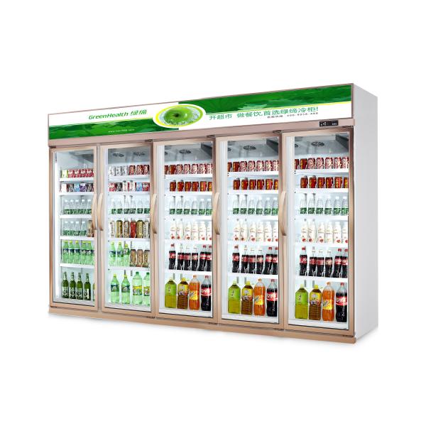 Smart Glass Door Upright Display Beverage Cooler For Cold Drinks 1216L
