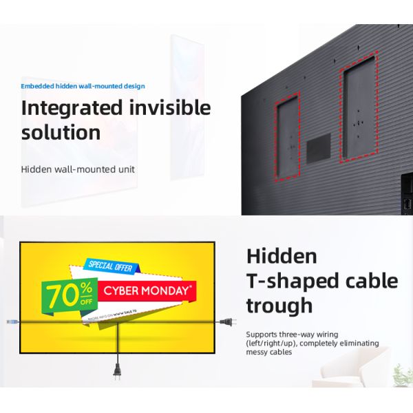 E6 Ultra Thin LCD Digital Signage 28.5mm Flush Wall Mount 43 Inch